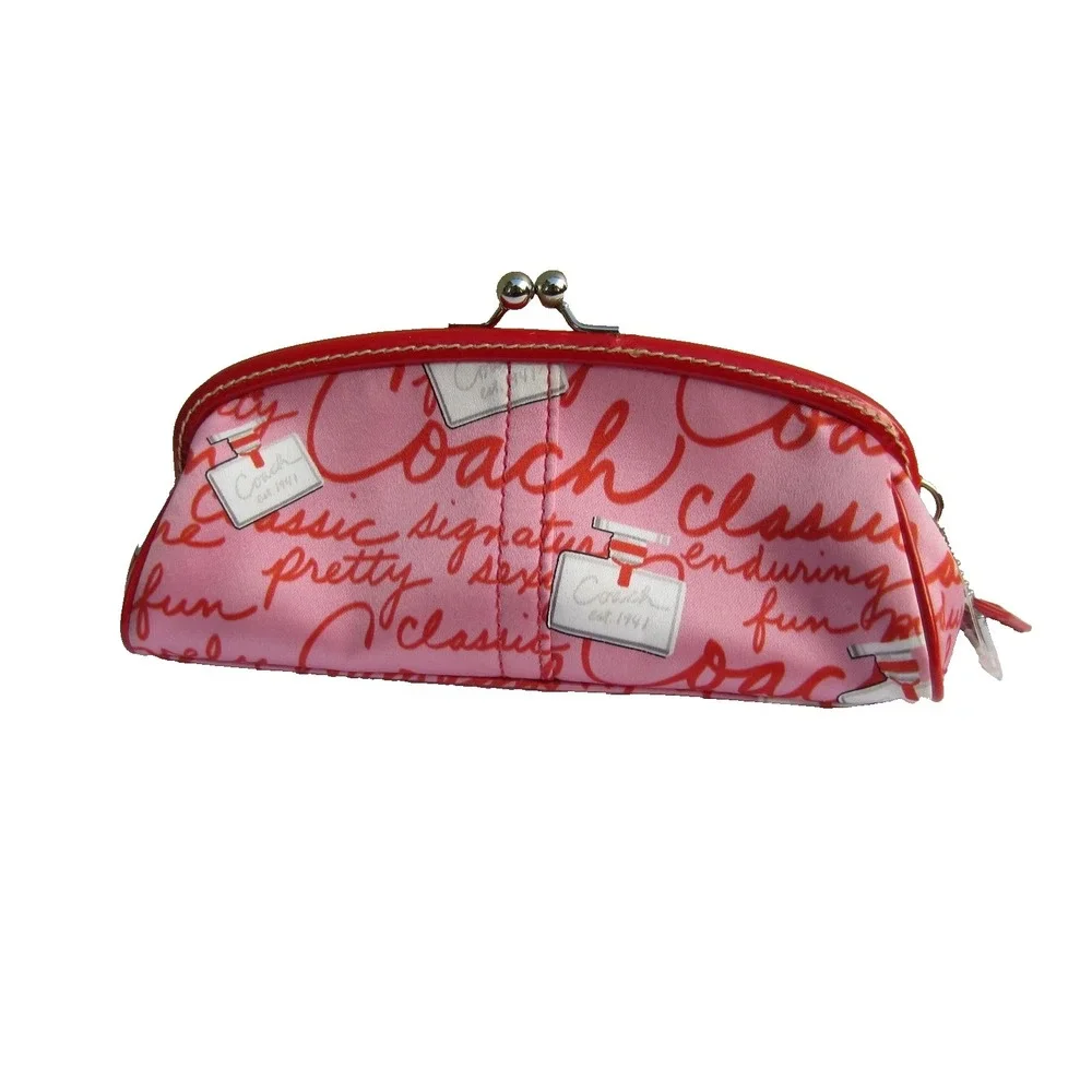 COACH LIMITED EDITION Satin Kisslock Perfume Bottle Print Framed Bag 8''X3''X3''